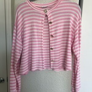ASOS Pink and White Striped Cardigan